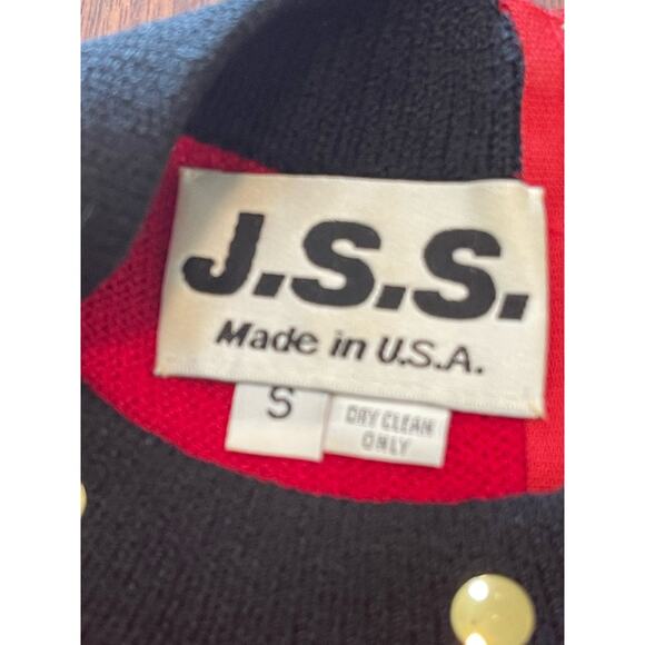 J.S.S knitwear womans jacket suit petite Sm red/black wool blend classic luxury - Picture 13 of 16